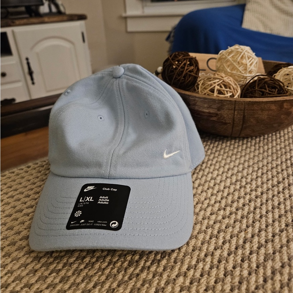 NWT Nike Sky Blue Cap with White Logo Adult L/XL